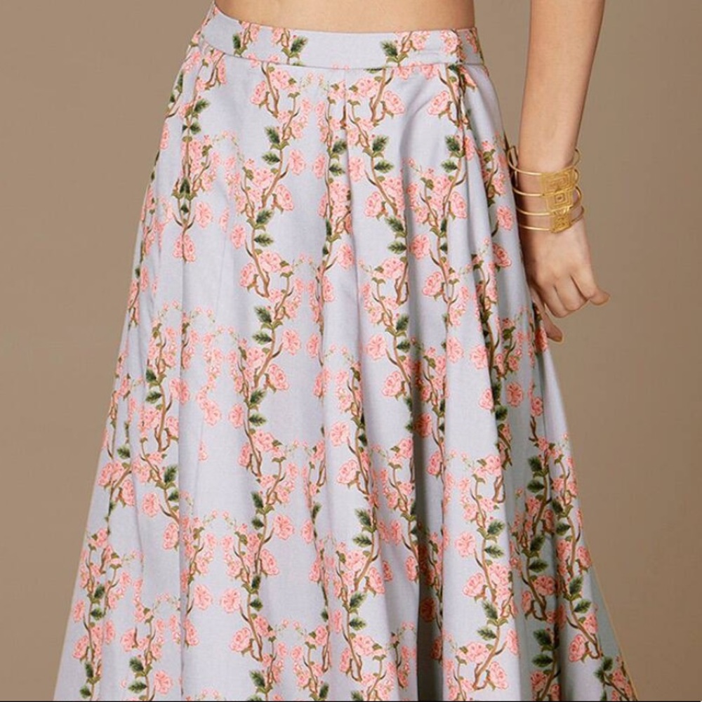 Indya Floral Grey Flared Maxi silk Skirt (Lehenga) & Top - Worn once. - Picture 15 of 16